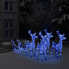 Christmas decoration reindeer and acrylic sleigh 280x28x55 cm by vidaXL, Christmas lights - Ref: Foro24-328530, Price: 128,94...