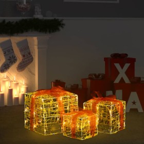 Dekorative Weihnachts-Geschenkbox aus Acryl, 3 Stück, warmweiß von vidaXL, Weihnachtsbeleuchtung - Ref: Foro24-328790, Preis:...