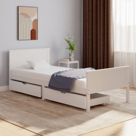 Bed frame with 2 drawers white pine wood 100x200 cm by vidaXL, Beds and slatted bases - Ref: Foro24-3060509, Price: 233,07 €,...