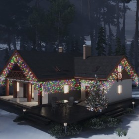 Eiszapfen-Lichtvorhang, 10 m, 400 farbige LEDs, 8 Funktionen von vidaXL, Weihnachtsbeleuchtung - Ref: Foro24-328915, Preis: 3...