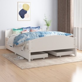 Bed frame with 2 drawers white pine wood 160x200 cm by vidaXL, Beds and slatted bases - Ref: Foro24-3060483, Price: 282,99 €,...