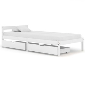 Bed frame with 2 drawers white pine wood 100x200 cm by vidaXL, Beds and slatted bases - Ref: Foro24-3060415, Price: 235,99 €,...