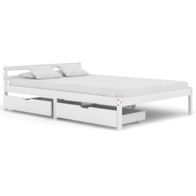 Bed frame with 2 drawers white pine wood 140x200 cm by vidaXL, Beds and slatted bases - Ref: Foro24-3060417, Price: 260,54 €,...