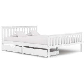 Bed frame with 2 drawers white pine wood 160x200 cm by vidaXL, Beds and slatted bases - Ref: Foro24-3060427, Price: 317,99 €,...