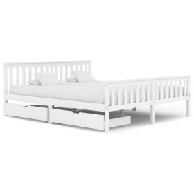 Bed frame with 2 white pine wood drawers 180x200 cm by vidaXL, Beds and slatted bases - Ref: Foro24-3060428, Price: 321,99 €,...