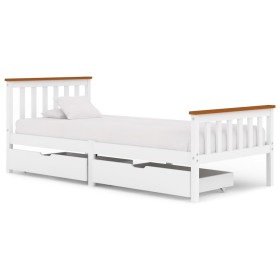 Bed frame with 2 drawers white pine wood 90x200 cm by vidaXL, Beds and slatted bases - Ref: Foro24-3060432, Price: 273,99 €, ...