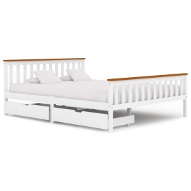 Bed frame with 2 drawers white pine wood 160x200 cm by vidaXL, Beds and slatted bases - Ref: Foro24-3060436, Price: 355,99 €,...