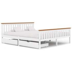 Bed frame with 2 white pine wood drawers 180x200 cm by vidaXL, Beds and slatted bases - Ref: Foro24-3060437, Price: 378,14 €,...