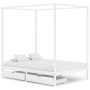 Estructura de cama con dosel 2 cajones pino blanco 100x200 cm de vidaXL, Camas y somieres - Ref: Foro24-3060444, Precio: 361,...