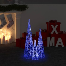 Blue acrylic decorative LED light cone set 30/45/60cm by vidaXL, Christmas lights - Ref: Foro24-328969, Price: 65,28 €, Disco...