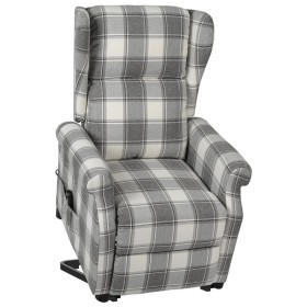 Sillón elevable de tela blanco y gris de vidaXL, Sillones - Ref: Foro24-329473, Precio: 291,99 €, Descuento: %