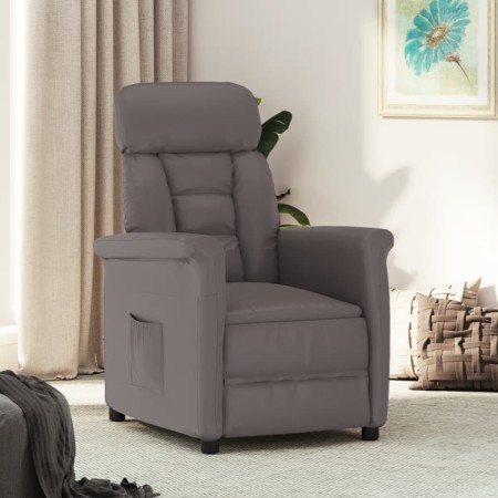 Sillón reclinable de cuero sintético gris de vidaXL, Sillones - Ref: Foro24-329674, Precio: 172,76 €, Descuento: %