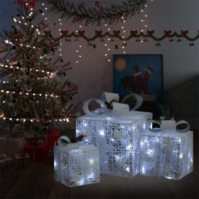 Christmas decorative gift box 3 pieces white exterior/interior by vidaXL, Christmas lights - Ref: Foro24-329766, Price: 36,99...