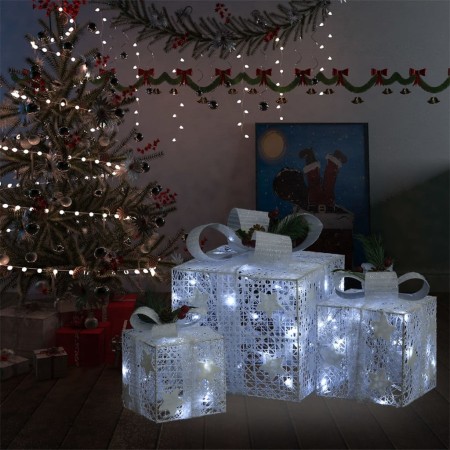 Christmas decorative gift box 3 pieces white exterior/interior by vidaXL, Christmas lights - Ref: Foro24-329766, Price: 35,97...