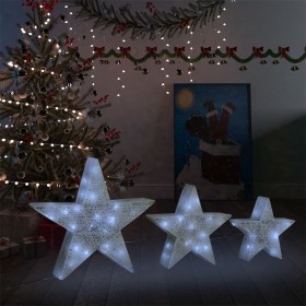 Stars Christmas decoration 3 pieces LED white mesh by vidaXL, Christmas lights - Ref: Foro24-329774, Price: 56,30 €, Discount: %