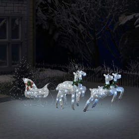 Outdoor Christmas reindeer and sleigh with 100 silver LEDs by vidaXL, Christmas lights - Ref: Foro24-329832, Price: 70,39 €, ...