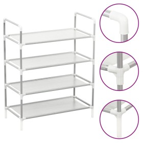 Shoe rack with 4 shelves in metal and silver non-woven textile by vidaXL, Shoe racks and shoe organizers - Ref: Foro24-330042...