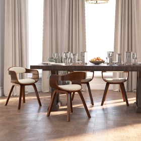 Dining chairs 4 pcs synthetic leather and cream curved wood by vidaXL, dining chairs - Ref: Foro24-3092384, Price: 617,99 €, ...