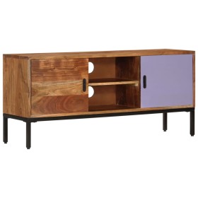 Mueble TV madera maciza acacia marrón miel y gris 110x30x50 cm de vidaXL, Muebles TV - Ref: Foro24-337076, Precio: 133,99 €, ...