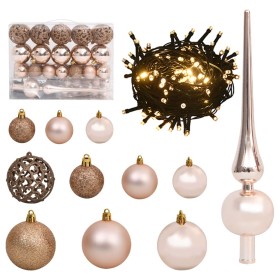 Set de bolas de Navidad 61 pzas con pico 150 LED oro rosa de vidaXL, Luces de Navidad - Ref: Foro24-330097, Precio: 40,89 €, ...