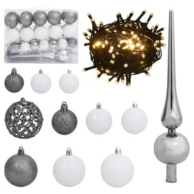 Christmas balls set 61 pieces with 150 white and gray LED spike by vidaXL, Christmas lights - Ref: Foro24-330099, Price: 23,9...