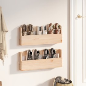 Wall shoe racks 2 pcs pine wood 59x9x23 cm by vidaXL, Shoe racks and shoe organizers - Ref: Foro24-833273, Price: 31,99 €, Di...