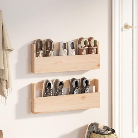 Wall shoe racks 2 pcs pine wood 59x9x23 cm by vidaXL, Shoe racks and shoe organizers - Ref: Foro24-833273, Price: 35,02 €, Di...