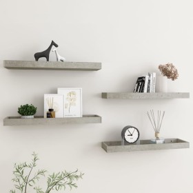 Loggia wall shelves 4 pcs concrete gray MDF 60x15x4 cm by vidaXL, Shelves and shelves - Ref: Foro24-330224, Price: 38,25 €, D...