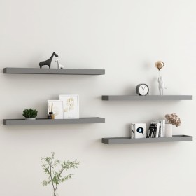 Estantes de pared Loggia 4 uds gris MDF 80x15x4 cm de vidaXL, Estantes y estanterías - Ref: Foro24-330232, Precio: 37,52 €, D...