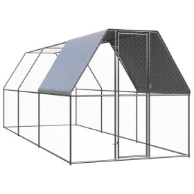 Jaula gallinero de exterior de acero galvanizado 2x6x2 m de vidaXL, Jaulas y habitáculos para animales pequeños - Ref: Foro24...