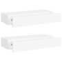 Wall shelves with drawer 2 pcs MDF white 60x23.5x10 cm by vidaXL, Shelves and shelves - Ref: Foro24-330256, Price: 89,62 €, D...