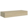 Estantes de pared con cajón 2 uds MDF roble 60x23,5x10 cm de vidaXL, Estantes y estanterías - Ref: Foro24-330262, Precio: 79,...