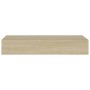 Wall shelves with drawer 2 pcs MDF oak 60x23.5x10 cm by vidaXL, Shelves and shelves - Ref: Foro24-330262, Price: 82,85 €, Dis...