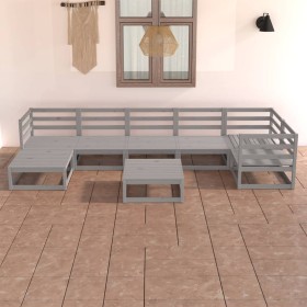 8-piece gray solid pine wood garden furniture by vidaXL, Garden sets - Ref: Foro24-3075701, Price: 397,99 €, Discount: %