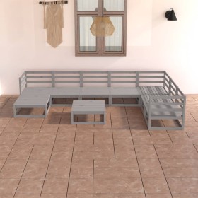 Garden furniture 8 pieces gray solid pine wood by vidaXL, Garden sets - Ref: Foro24-3075711, Price: 397,99 €, Discount: %