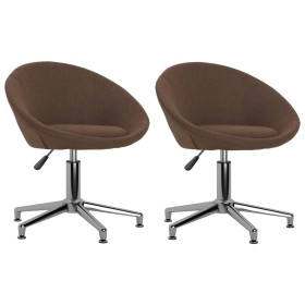 Swivel dining chairs 2 units brown fabric by vidaXL, dining chairs - Ref: Foro24-330454, Price: 96,99 €, Discount: %