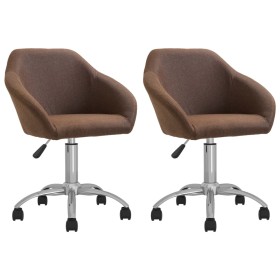 Swivel dining chairs 2 units brown fabric by vidaXL, dining chairs - Ref: Foro24-330500, Price: 134,94 €, Discount: %