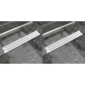 Linear shower drain 2 units curves 730x140 mm stainless steel by vidaXL, Drains - Ref: Foro24-275961, Price: 91,57 €, Discoun...