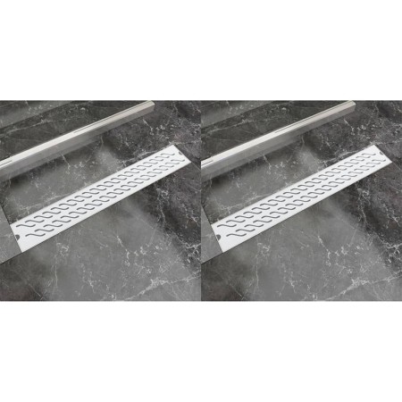 Linear shower drain 2 units curves 730x140 mm stainless steel by vidaXL, Drains - Ref: Foro24-275961, Price: 91,57 €, Discoun...