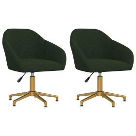 Sillas de comedor giratorias 2 unidades terciopelo verde oscuro de vidaXL, Sillas de comedor - Ref: Foro24-330602, Precio: 18...