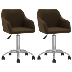 Swivel dining chairs 2 units dark brown fabric by vidaXL, dining chairs - Ref: Foro24-330638, Price: 127,47 €, Discount: %