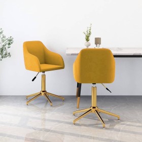 Sillas de comedor giratorias 2 uds terciopelo amarillo de vidaXL, Sillas de comedor - Ref: Foro24-330719, Precio: 141,99 €, D...