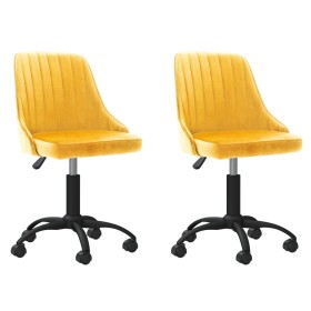 Swivel dining chairs 2 pcs yellow velvet by vidaXL, dining chairs - Ref: Foro24-330763, Price: 126,99 €, Discount: %