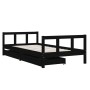 Children's bed frame with black wooden drawers 90x190 cm by vidaXL, Cribs and beds for children - Ref: Foro24-834419, Price: ...