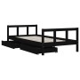 Children's bed frame with black wooden drawers 90x190 cm by vidaXL, Cribs and beds for children - Ref: Foro24-834419, Price: ...