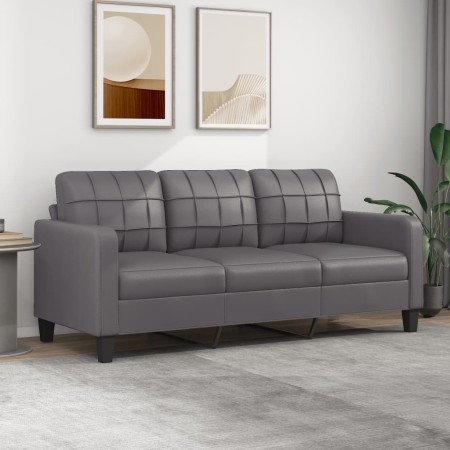 Sofá de 3 plazas de cuero sintético gris 180 cm de vidaXL, Sofás - Ref: Foro24-359124, Precio: 311,65 €, Descuento: %