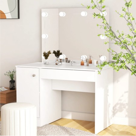 Makeup dressing table with LED lights white MDF 110x55x145 cm by vidaXL, Bedroom Dressers - Ref: Foro24-331546, Price: 307,99...