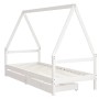 Estructura cama niños con cajones madera pino blanco 90x200 cm de vidaXL, Cunas y camas para niños - Ref: Foro24-834469, Prec...