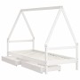 Estructura cama niños con cajones madera pino blanco 90x200 cm de vidaXL, Cunas y camas para niños - Ref: Foro24-834469, Prec...