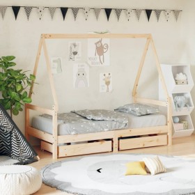 Children's bed frame with pine wood drawers 80x160cm by vidaXL, Cribs and beds for children - Ref: Foro24-834474, Price: 97,9...